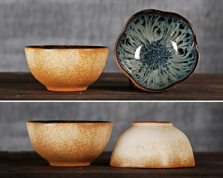 Chinese/Japanese Ceramic Peach Blossom Tea Cup in Transmutation Glaze - Set of 3 Colors - TPotsOriental