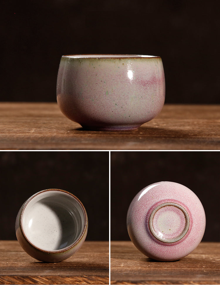 Rustic Vintage Styled Coarse Pottery Four Cups Set - Sacred Animal Collection - TPotsOriental