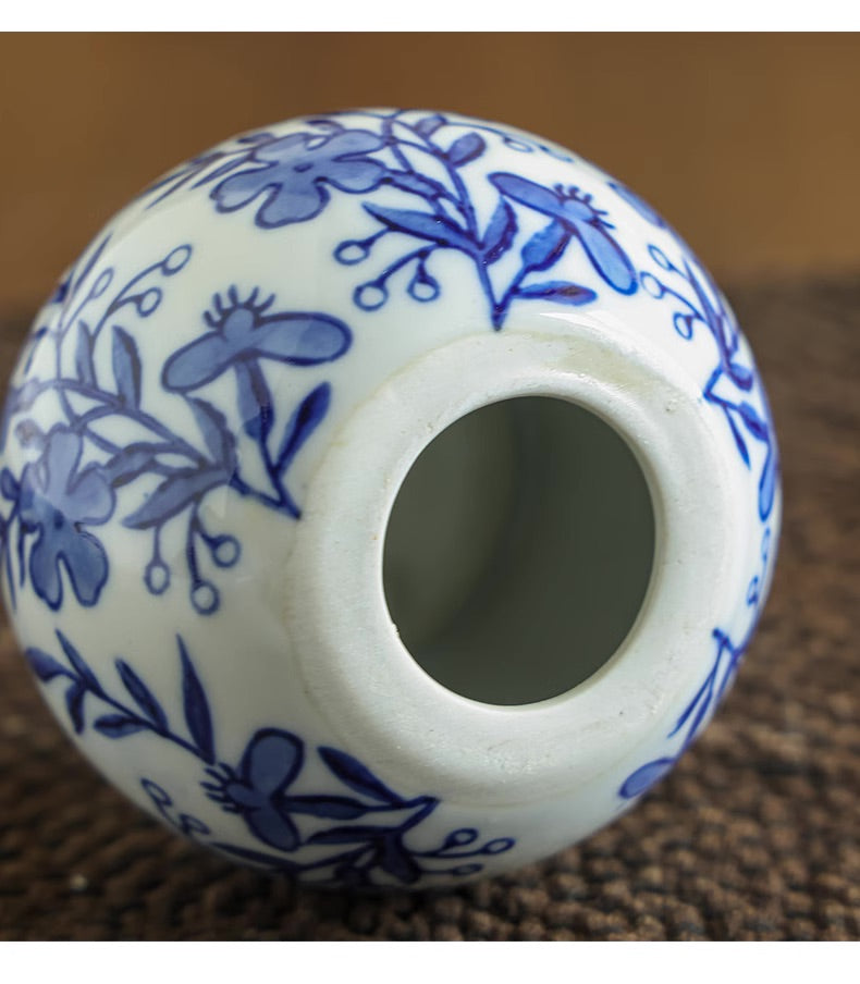 Cobalt Blue Ceramic Tea Light Round Candle Holder/Flower Pattern - TPotsOriental