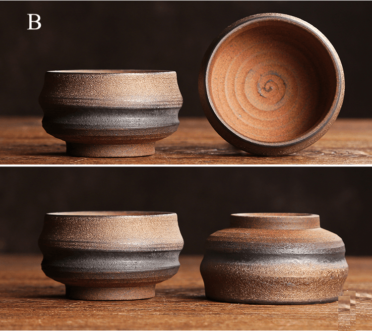 Retro Styled Rustic Glod Corase Earthware Cup for Tea/Coffee/Espresso/Japanese Sake - TPotsOriental