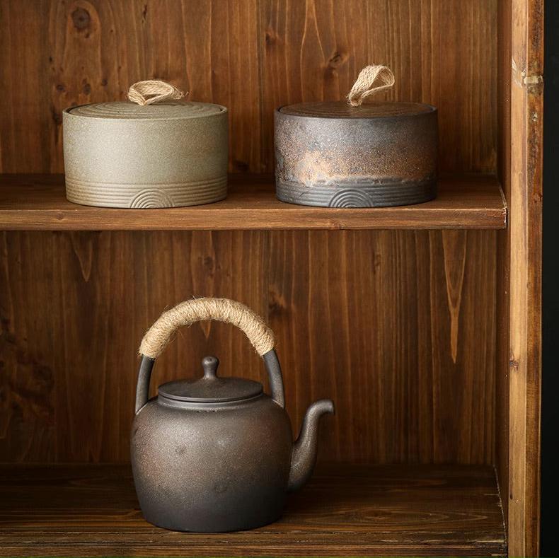 Elegant Minimalism Japanese Inspired Corase Pottery Storage Jar in 500ml Capacity - TPotsOriental