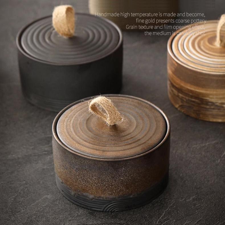 Elegant Minimalism Japanese Inspired Corase Pottery Storage Jar in 500ml Capacity - TPotsOriental