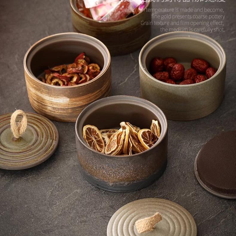 Elegant Minimalism Japanese Inspired Corase Pottery Storage Jar in 500ml Capacity - TPotsOriental