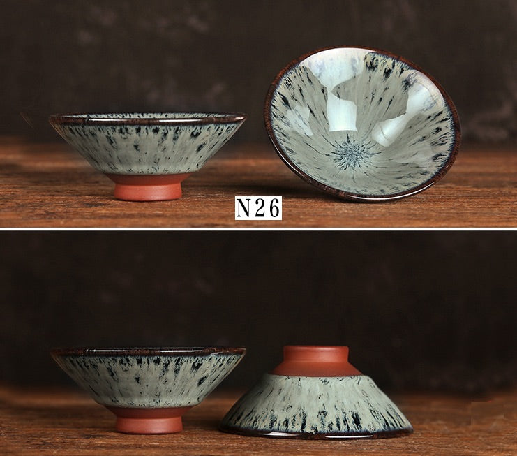 Oriental Antique-styled Artisan Crafted Ceramic Tea Cup with Transmutation Glaze - TPotsOriental