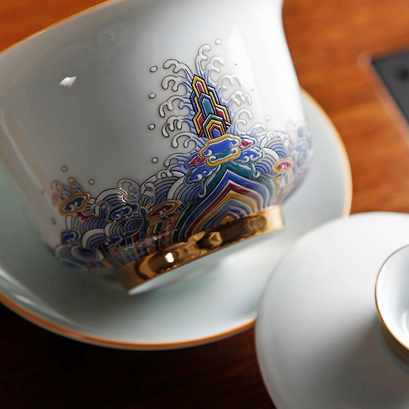 Goldern Threaded Cloisonne Enamel Imperial Tea Cup - TPotsOriental