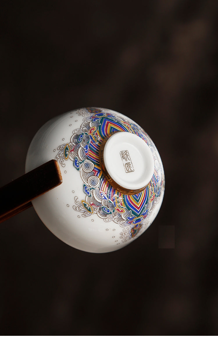 Goldern Threaded Cloisonne Enamel Imperial Tea Cup - TPotsOriental