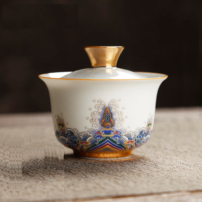 Goldern Threaded Cloisonne Enamel Imperial Tea Cup - TPotsOriental
