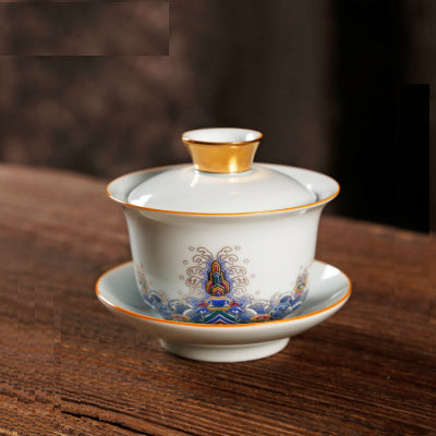 Goldern Threaded Cloisonne Enamel Imperial Tea Cup - TPotsOriental