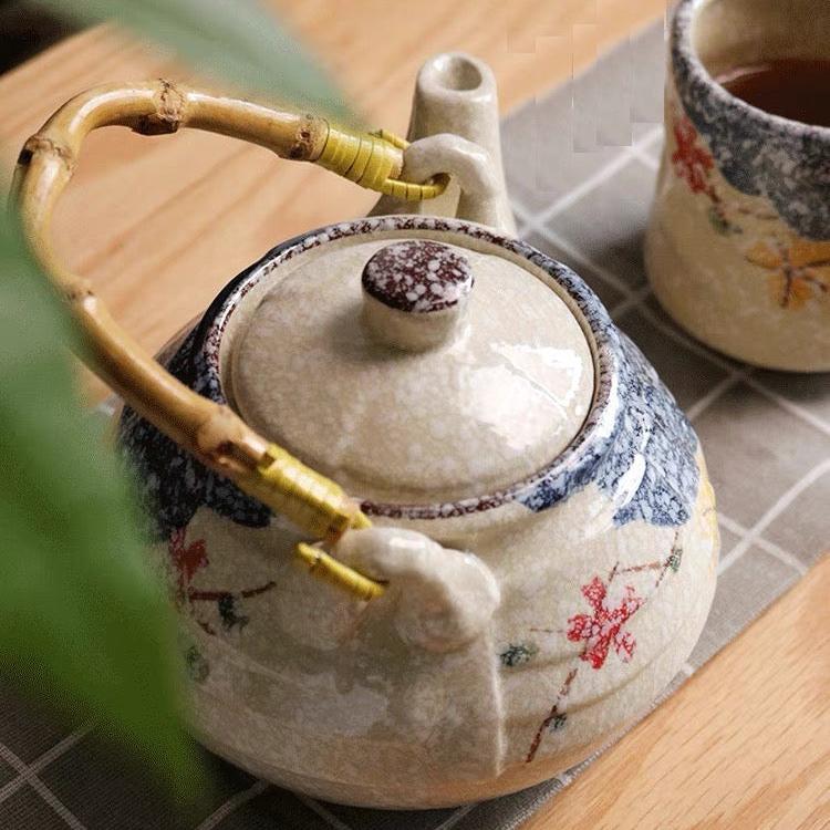 Japanese/Korea Styled Ceramic Teapot with Bambool Handle, 650ml or 1000ml Volume - TPotsOriental