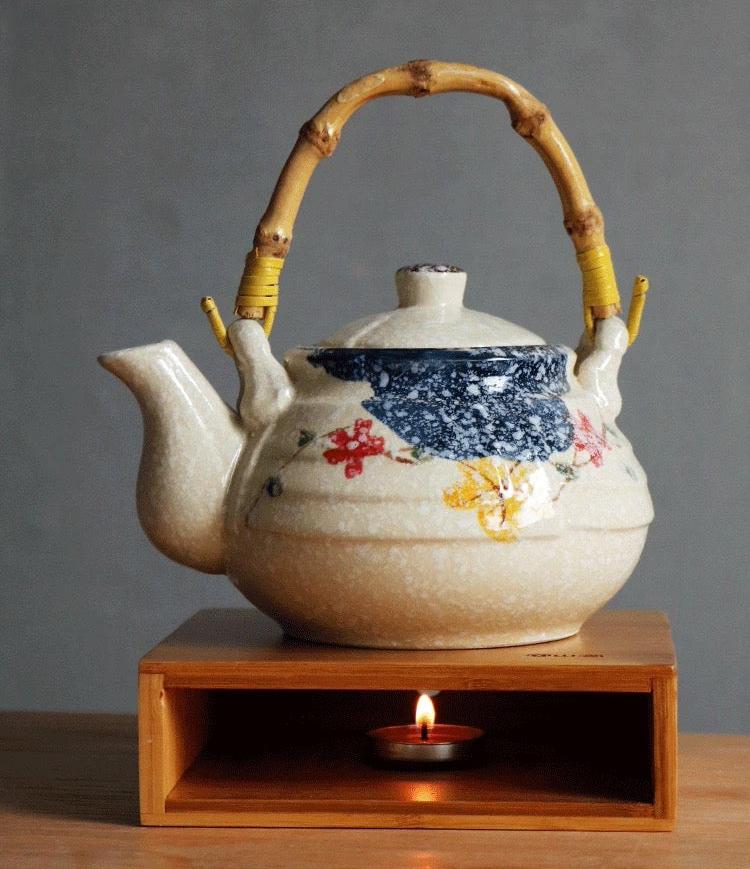 Japanese/Korea Styled Ceramic Teapot with Bambool Handle, 650ml or 1000ml Volume - TPotsOriental