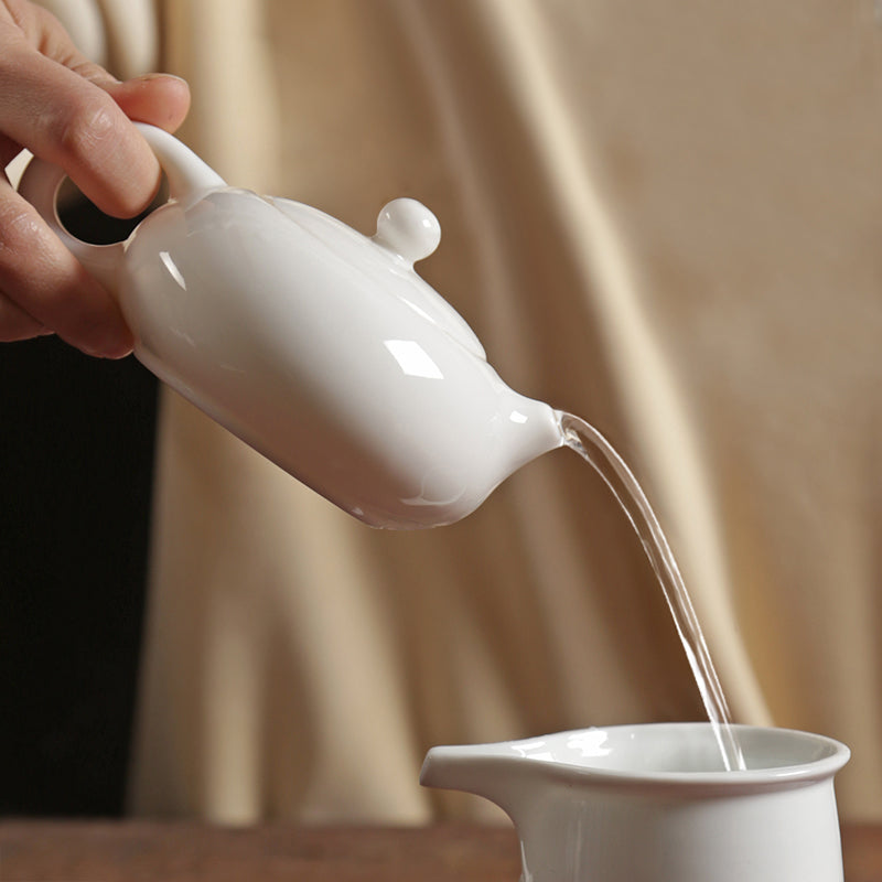 Jingdezhen Ware Sweet White Porcelain Teapot in Traditional Chinese Style - TPotsOriental