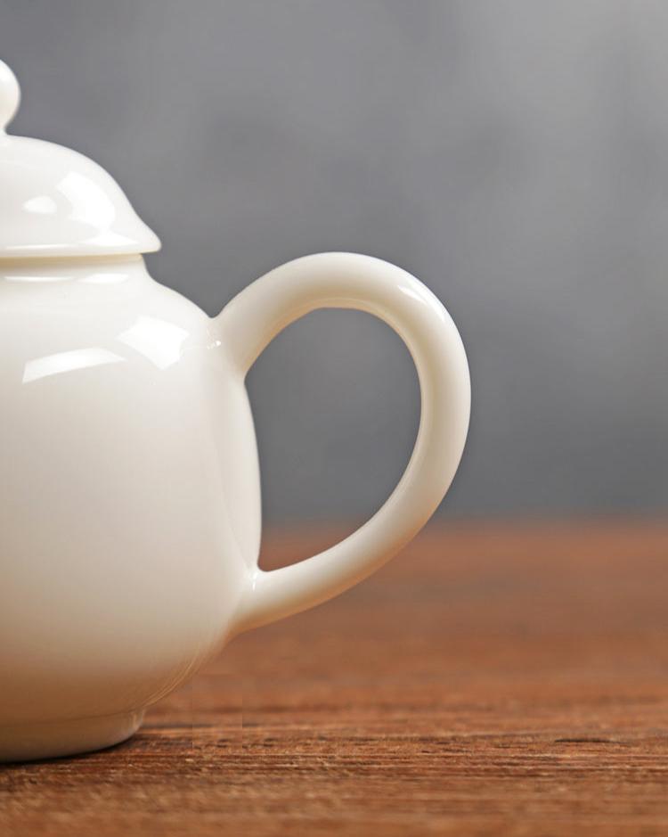 Jingdezhen Ware Sweet White Porcelain Teapot in Traditional Chinese Style - TPotsOriental