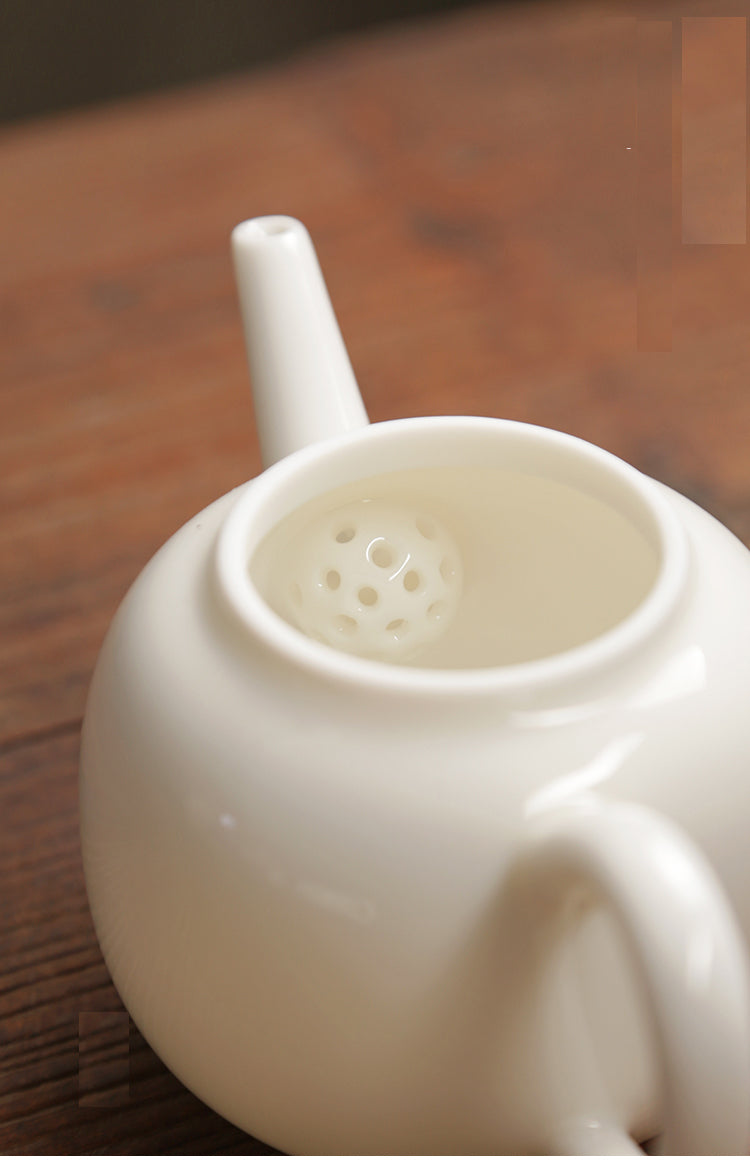 Jingdezhen Ware Sweet White Porcelain Teapot in Traditional Chinese Style - TPotsOriental