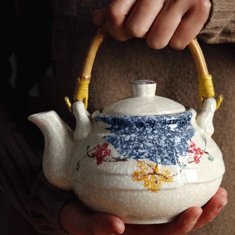 Japanese/Korea Styled Ceramic Teapot with Bambool Handle, 650ml or 1000ml Volume - TPotsOriental
