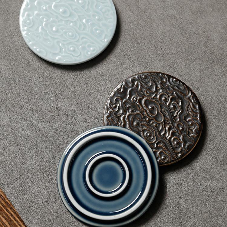 Antique Styled Ceramic Teacup Saucers/Cup Mats in Prosperous Cloud Design - TPotsOriental