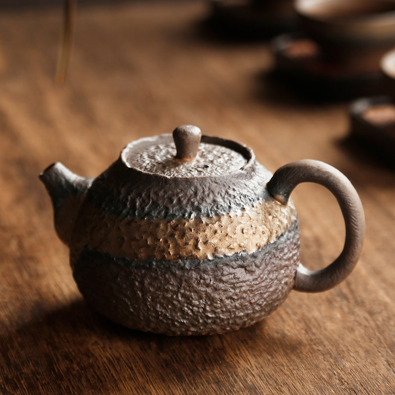 Antique Styled Classic Xishi Clay Pottery Teapot in 2 Toned Glaze/Kungfu Earthware Teapot - TPotsOriental
