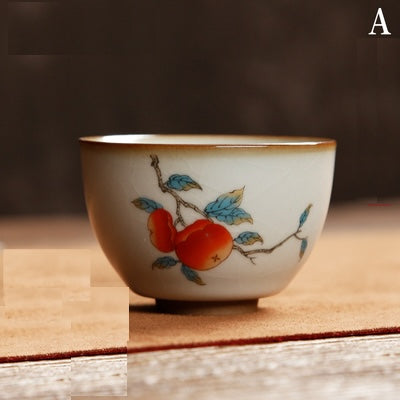 Chinese Ceramic Ru Ware Tea Cup - Flower and Bird Series - TPotsOriental
