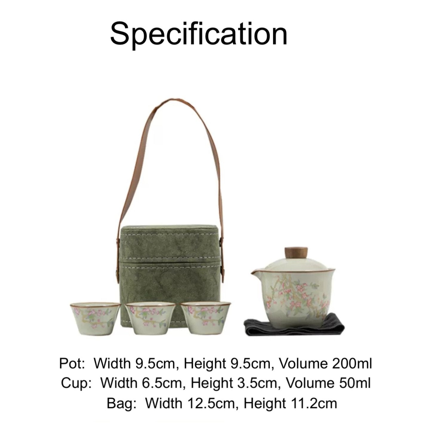 Ceramic Travel Tea Set in Blooming Spring Pink Peach Blossom - TPotsOriental