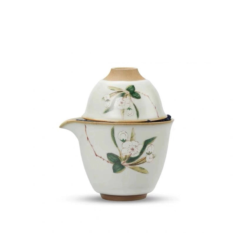 Portable Travel Sized Ru Ware Chinese Tea Set with 1 Teapot and 2 Cups - TPotsOriental