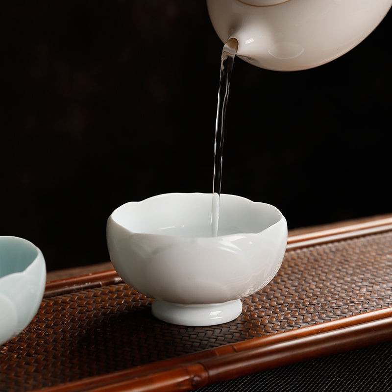 Ceramic Lotus Flower Chinese Tea Cup/Japanese Sake/Esproess/Coffee Cup - TPotsOriental
