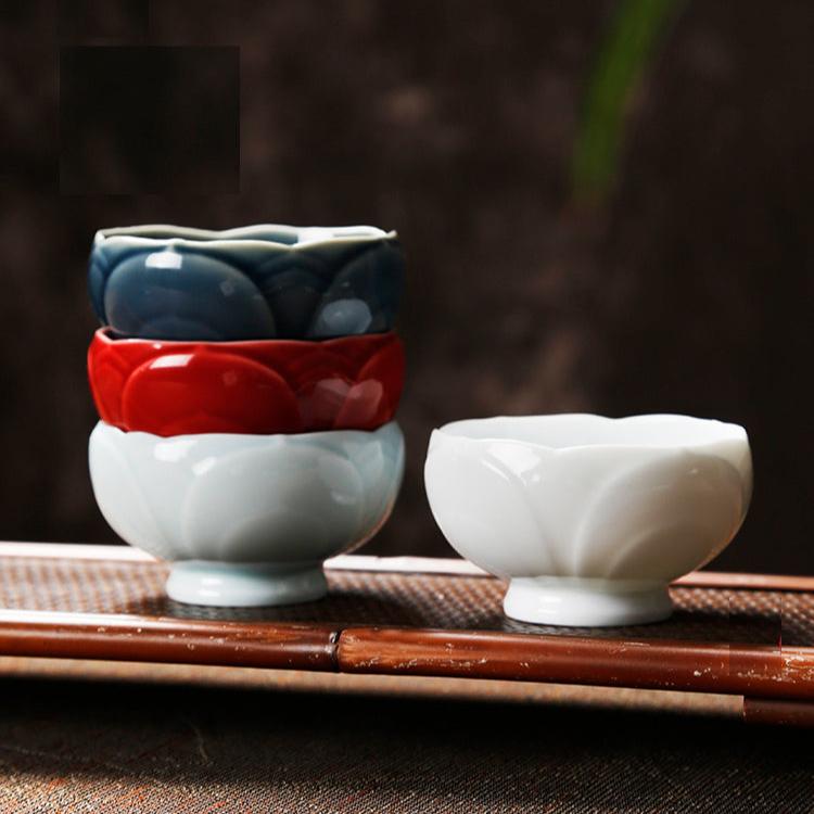 Ceramic Lotus Flower Chinese Tea Cup/Japanese Sake/Esproess/Coffee Cup - TPotsOriental