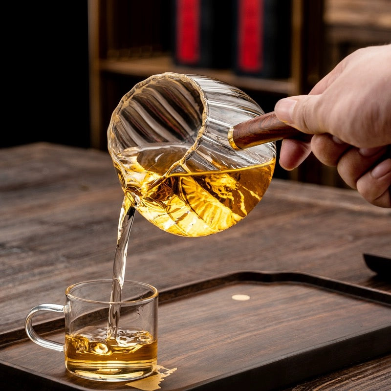 Heat Resistant Glass Tea Pitcher with Wood Handle/Tool for Multi-brewing Tea - TPotsOriental