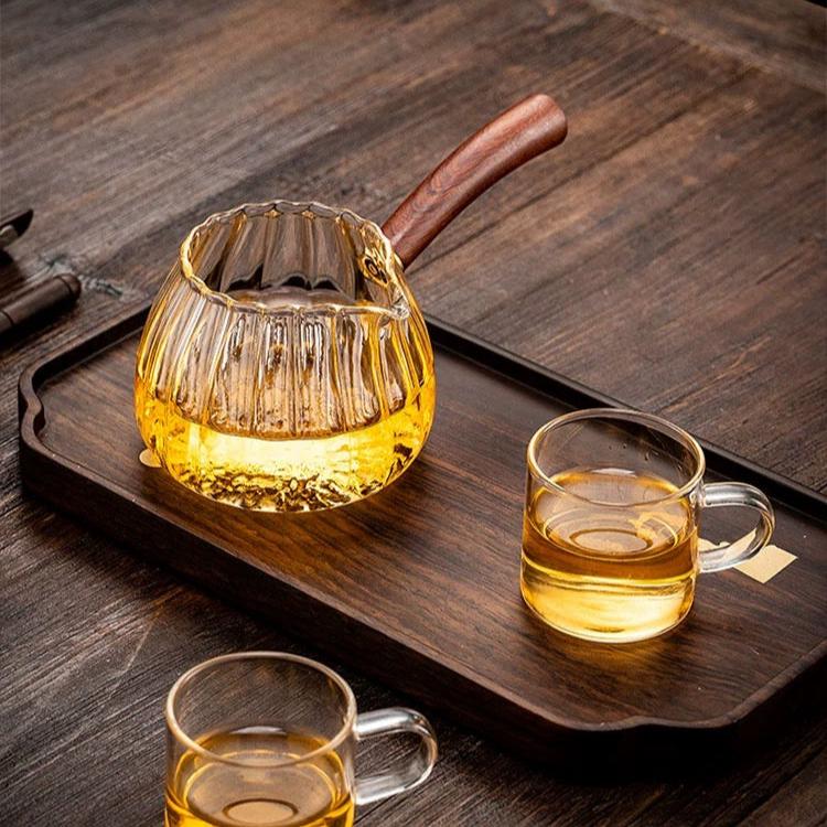 Heat Resistant Glass Tea Pitcher with Wood Handle/Tool for Multi-brewing Tea - TPotsOriental