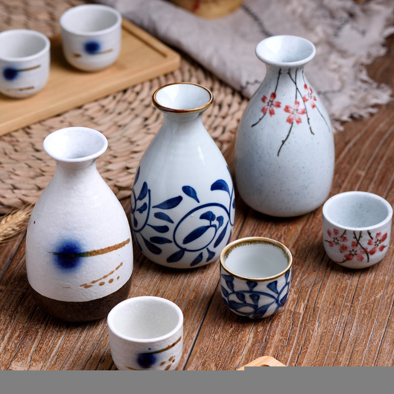 Modern Minimalism Japanese Ceramic Sake Drinking Set with Oriental Design - TPotsOriental