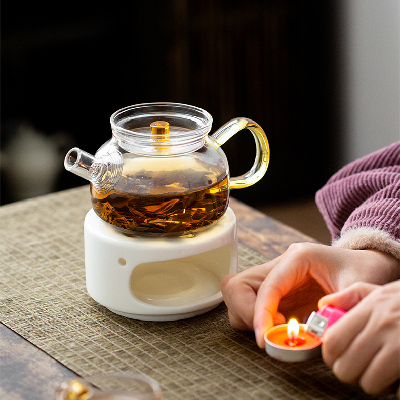 Ceramic Candle Stove and Tea Serving Set (Stove+Teapot+2 Cups) - TPotsOriental