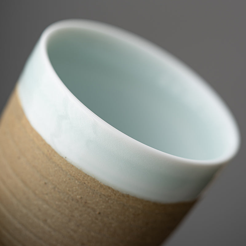 Chic Earthware Coarse Pottery Coffee/Tea Cup 250ml w Spiral Nature Surface