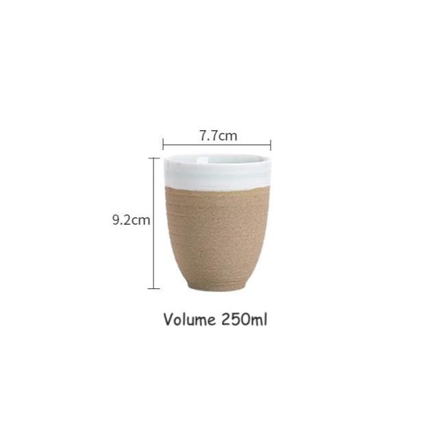 Chic Earthware Coarse Pottery Coffee/Tea Cup 250ml w Spiral Nature Surface