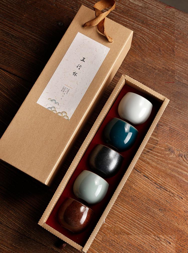Ceramic Chinese Teacup Set/Kungfu Tea/Japanese Sake Cup - 5 Element Series