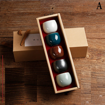 Ceramic Chinese Teacup Set/Kungfu Tea/Japanese Sake Cup - 5 Element Series