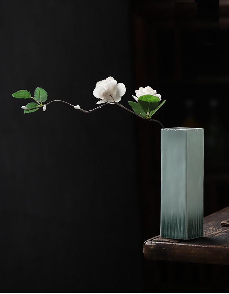 Vaso per fiori in ceramica cinese in stile minimalista in smalto trasmutativo verde celadon
