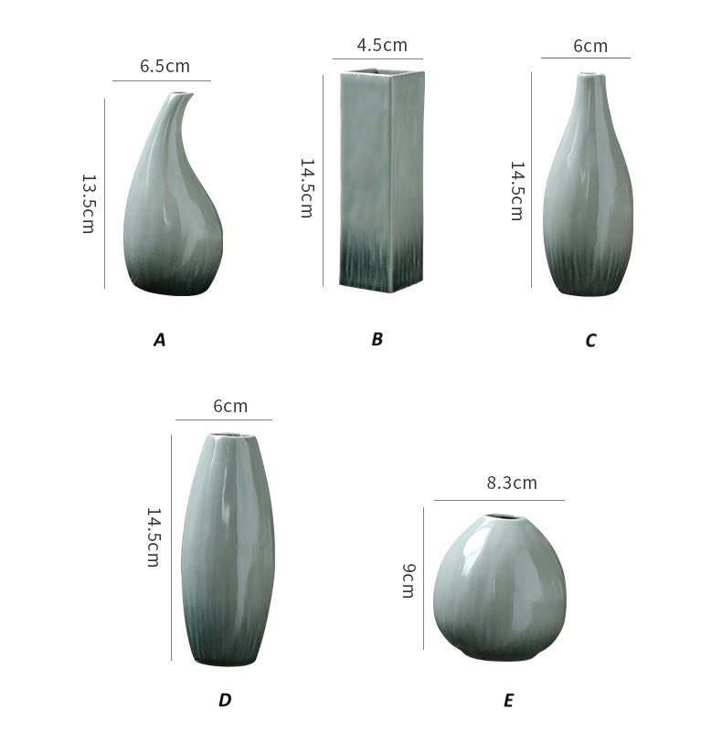 Vaso per fiori in ceramica cinese in stile minimalista in smalto trasmutativo verde celadon