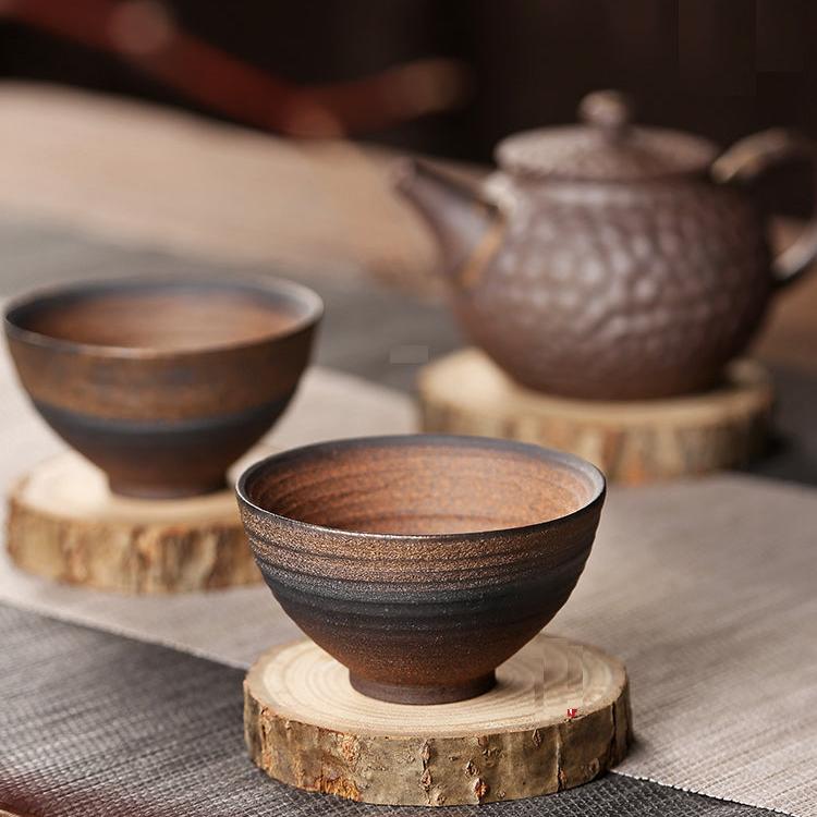 Retro Styled Rustic Glod Corase Earthware Cup for Tea/Coffee/Espresso/Japanese Sake