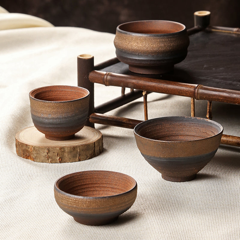 Retro Styled Rustic Glod Corase Earthware Cup for Tea/Coffee/Espresso/Japanese Sake