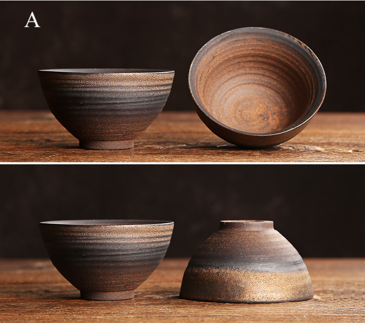 Retro Styled Rustic Glod Corase Earthware Cup for Tea/Coffee/Espresso/Japanese Sake