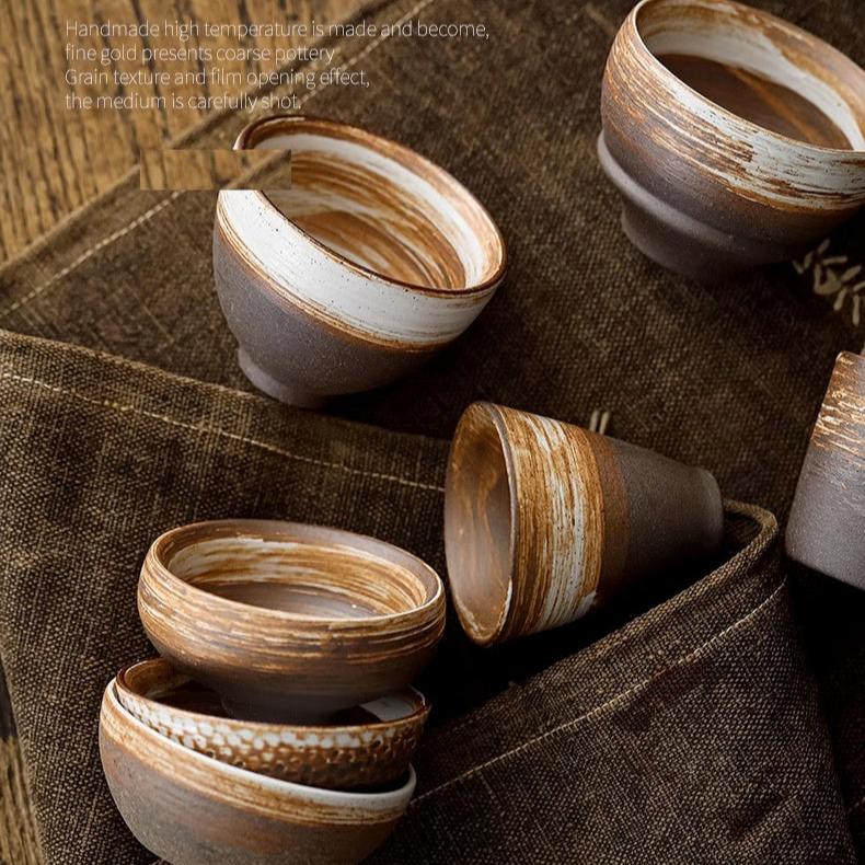 Tazza da tè in ceramica grezza rustica color terra/tazza da tè alle erbe di ispirazione vintage/tazza da caffè espresso/tazza da sakè giapponese
