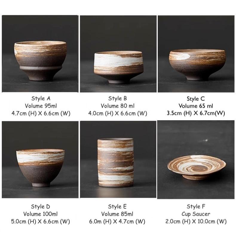 Tazza da tè in ceramica grezza rustica color terra/tazza da tè alle erbe di ispirazione vintage/tazza da caffè espresso/tazza da sakè giapponese