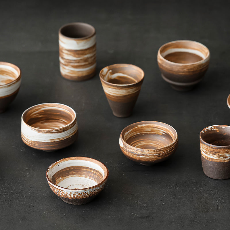 Tazza da tè in ceramica grezza rustica color terra/tazza da tè alle erbe di ispirazione vintage/tazza da caffè espresso/tazza da sakè giapponese