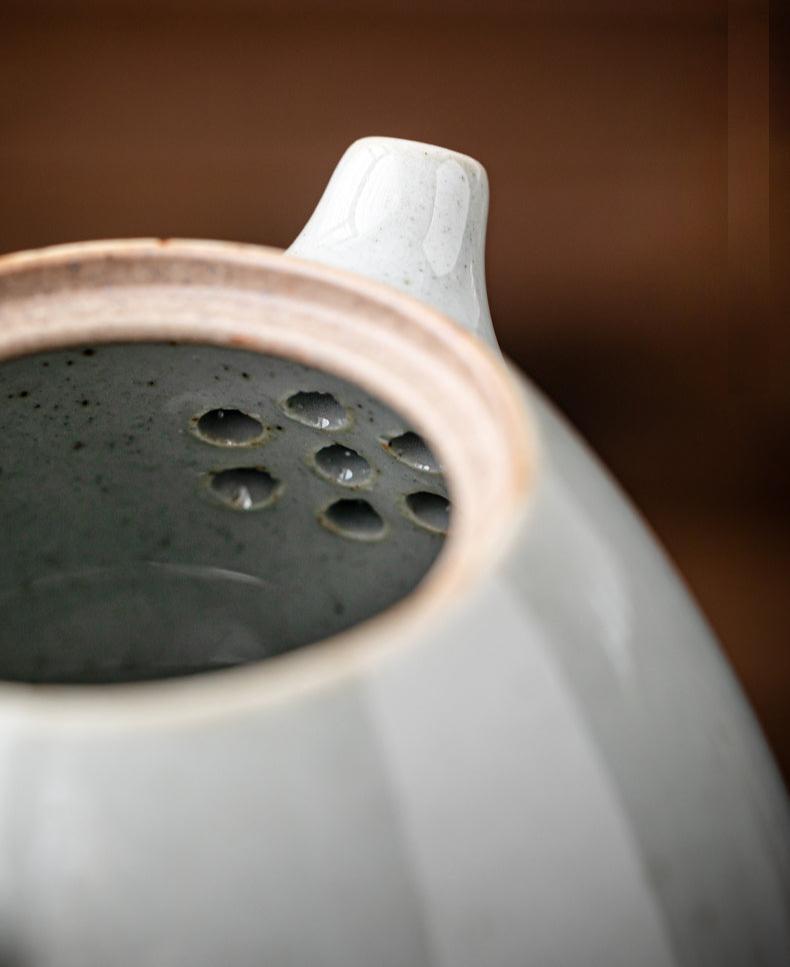 Classic Cobalt Blue Glaze Antique Styled Stone Ware Chinese Tea Pot in Prosperous Peony