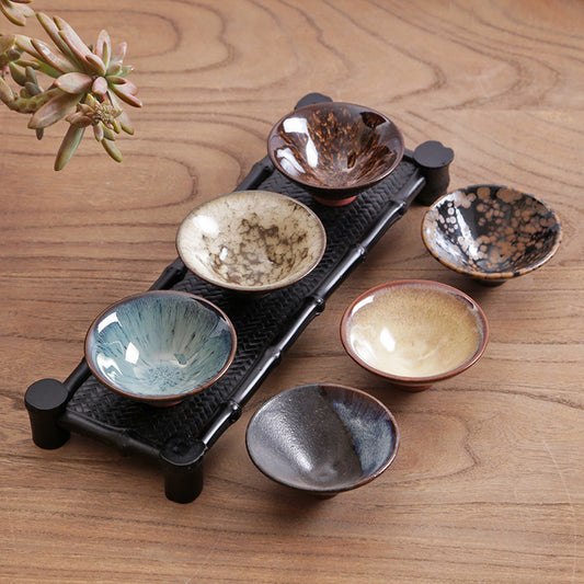 Tazza da tè in ceramica artigianale in stile antico orientale con smalto di trasmutazione