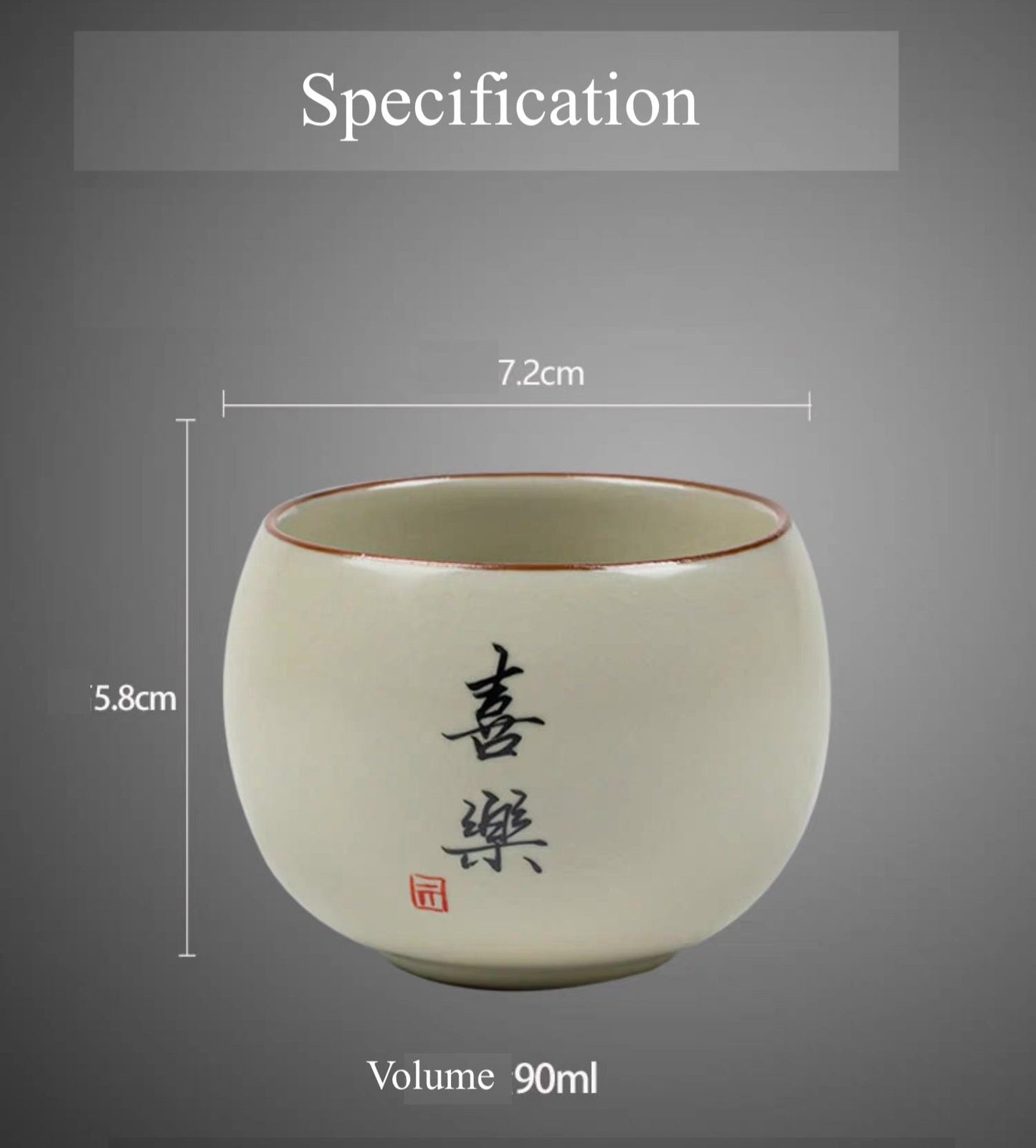 Made-to-order Customised Chinese Ru Ware Tea Cup with Personalized Ink HandWriting