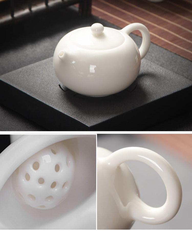 Jingdezhen Ware Sweet White Porcelain Teapot in Traditional Chinese Style - TPotsOriental