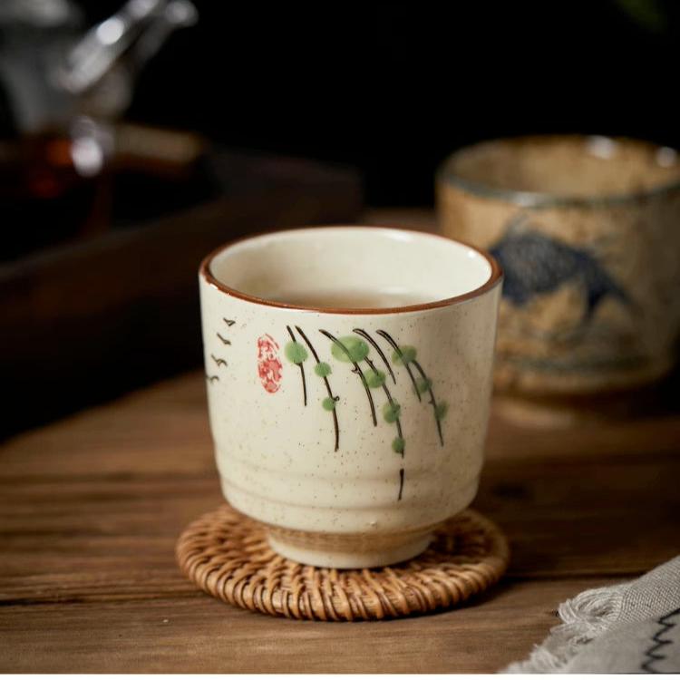 Japanese Style Ceramic Tea/Soup Cup in 4 Oriental Patterns/150ml Volume/Sushi Dinning Ware