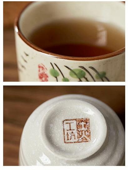 Japanese Style Ceramic Tea/Soup Cup in 4 Oriental Patterns/150ml Volume/Sushi Dinning Ware