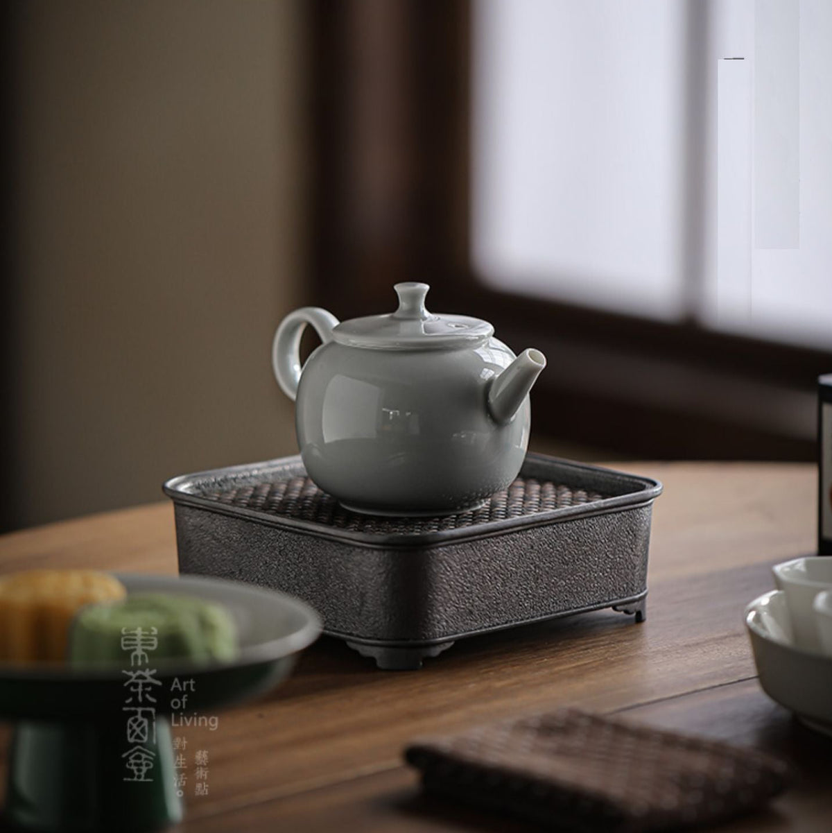 Minimslim Ice-Grey Glazed Chinese Kungfu Teapot/Song Dynasty Celadon Classic Teapot/230ml Volume