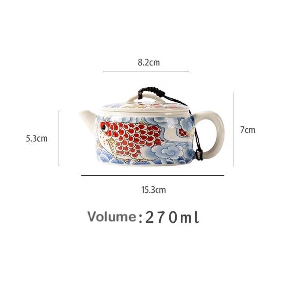 Exquiste "Han Wa"(Mirror Tile) Styled Chinese Tea Pot in Prosperous Playing Fish Pattern