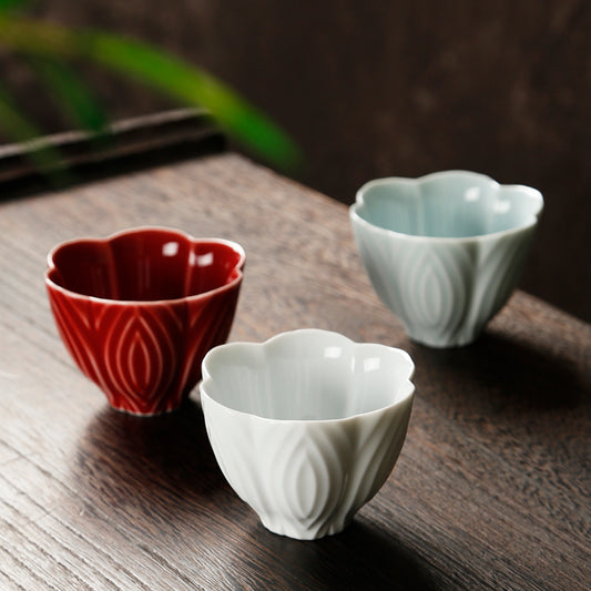 Tazze da tè cinesi in stile orientale con fiori di prugna per tisane/espresso/caffè 